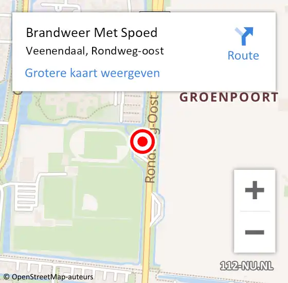 Locatie op kaart van de 112 melding: Brandweer Met Spoed Naar Veenendaal, Rondweg-oost op 7 maart 2022 17:33