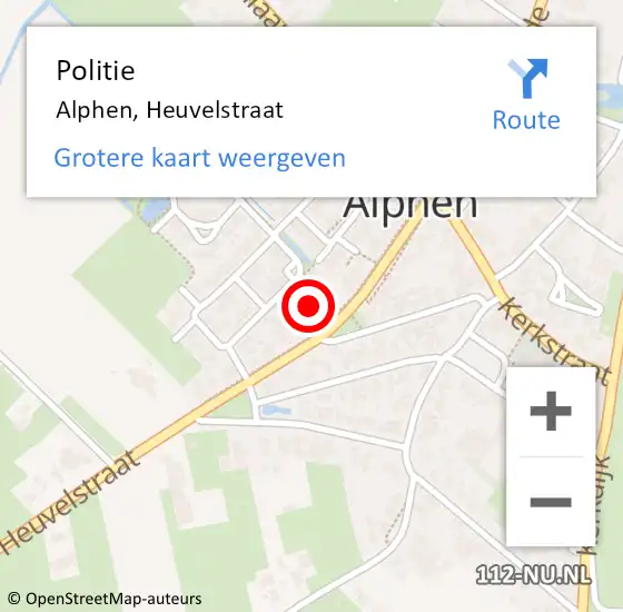 Locatie op kaart van de 112 melding: Politie Alphen, Heuvelstraat op 7 maart 2022 17:39