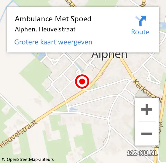 Locatie op kaart van de 112 melding: Ambulance Met Spoed Naar Alphen, Heuvelstraat op 7 maart 2022 18:12