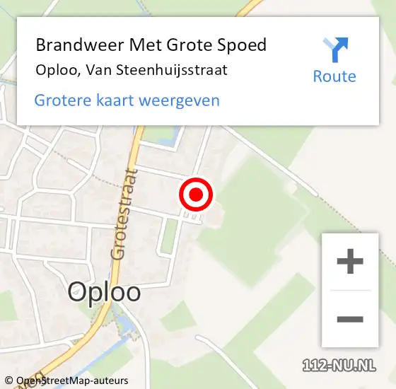 Locatie op kaart van de 112 melding: Brandweer Met Grote Spoed Naar Oploo, Van Steenhuijsstraat op 7 maart 2022 18:18