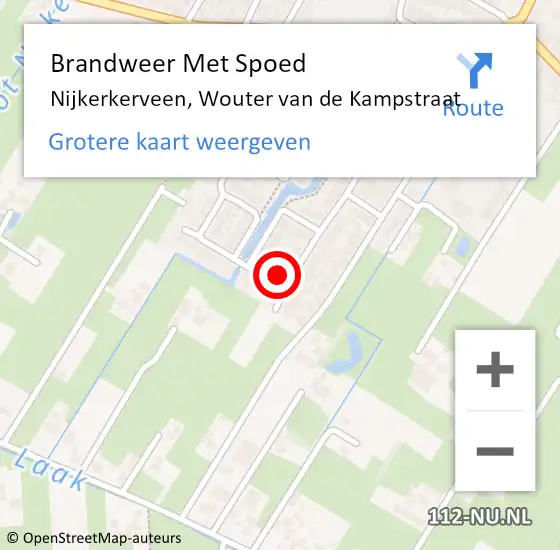 Locatie op kaart van de 112 melding: Brandweer Met Spoed Naar Nijkerkerveen, Wouter van de Kampstraat op 7 maart 2022 18:22