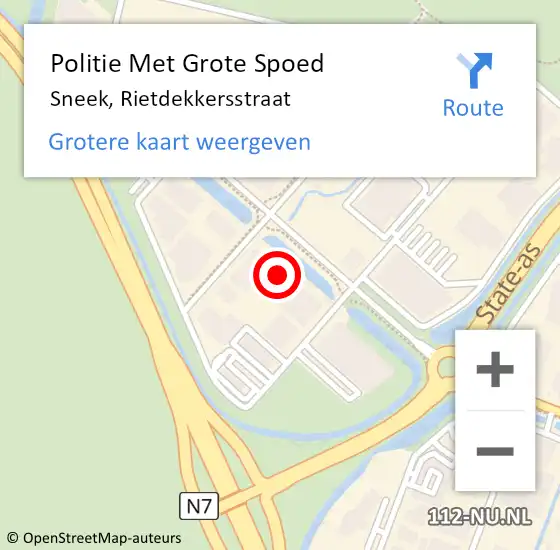 Locatie op kaart van de 112 melding: Politie Met Grote Spoed Naar Sneek, Rietdekkersstraat op 7 maart 2022 18:27