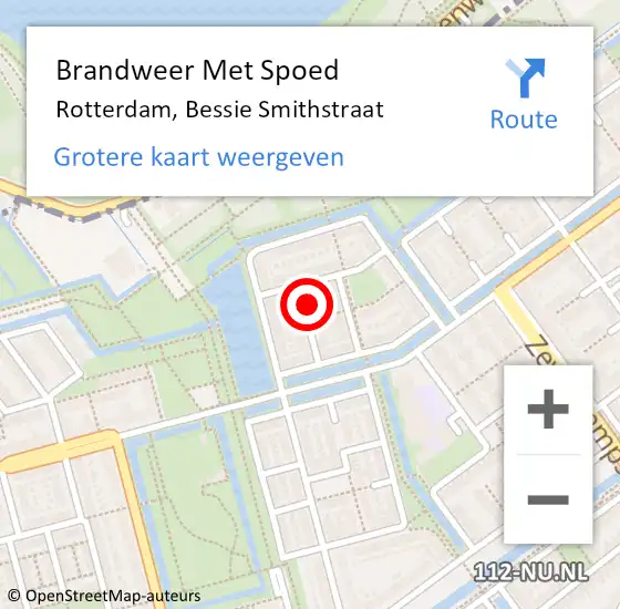 Locatie op kaart van de 112 melding: Brandweer Met Spoed Naar Rotterdam, Bessie Smithstraat op 10 juli 2014 13:06