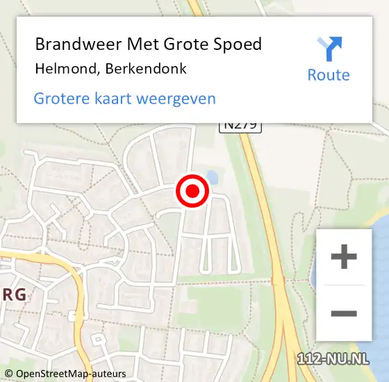 Locatie op kaart van de 112 melding: Brandweer Met Grote Spoed Naar Helmond, Berkendonk op 7 maart 2022 18:35