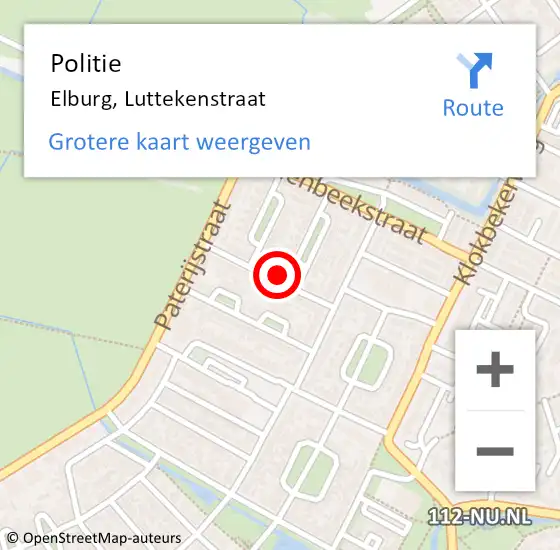 Locatie op kaart van de 112 melding: Politie Elburg, Luttekenstraat op 7 maart 2022 18:36