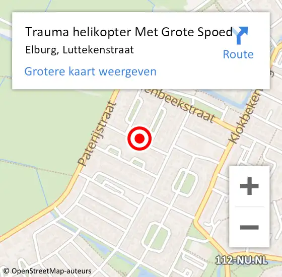 Locatie op kaart van de 112 melding: Trauma helikopter Met Grote Spoed Naar Elburg, Luttekenstraat op 7 maart 2022 18:37