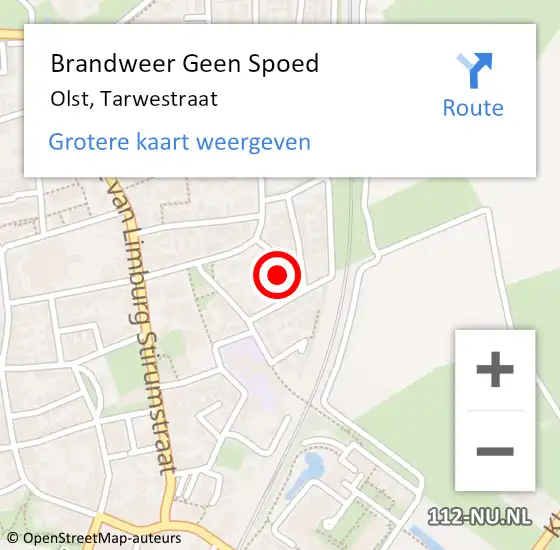 Locatie op kaart van de 112 melding: Brandweer Geen Spoed Naar Olst, Tarwestraat op 7 maart 2022 18:40