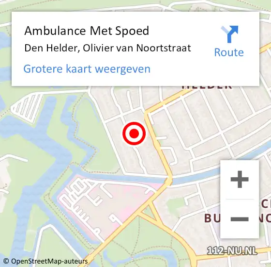 Locatie op kaart van de 112 melding: Ambulance Met Spoed Naar Den Helder, Olivier van Noortstraat op 7 maart 2022 19:18