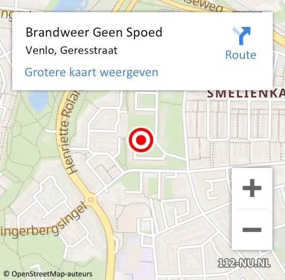 Locatie op kaart van de 112 melding: Brandweer Geen Spoed Naar Venlo, Geresstraat op 7 maart 2022 19:24