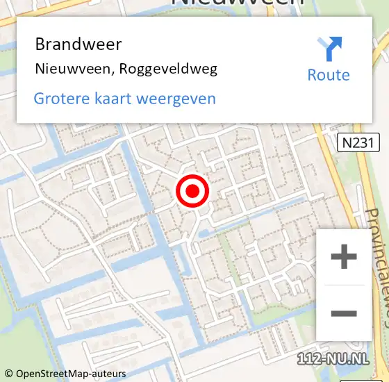 Locatie op kaart van de 112 melding: Brandweer Nieuwveen, Roggeveldweg op 7 maart 2022 19:32