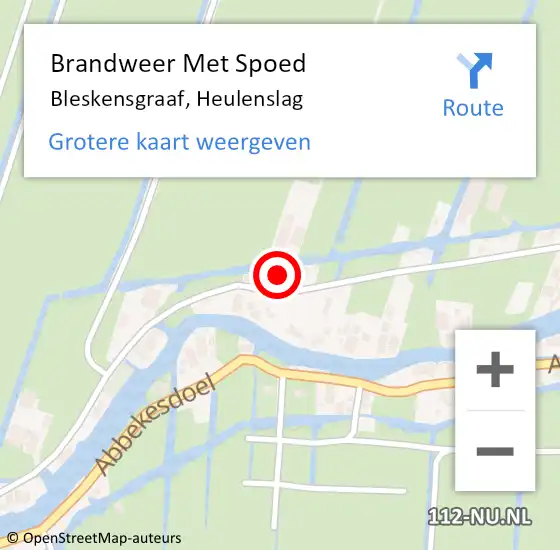 Locatie op kaart van de 112 melding: Brandweer Met Spoed Naar Bleskensgraaf, Heulenslag op 7 maart 2022 19:39