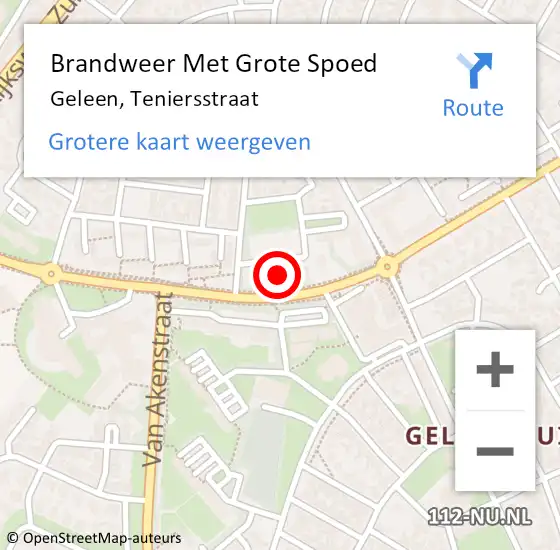 Locatie op kaart van de 112 melding: Brandweer Met Grote Spoed Naar Geleen, Teniersstraat op 7 maart 2022 19:40