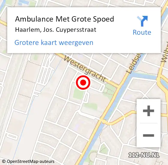 Locatie op kaart van de 112 melding: Ambulance Met Grote Spoed Naar Haarlem, Jos. Cuypersstraat op 7 maart 2022 19:40