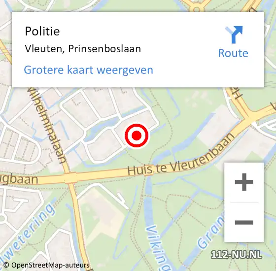 Locatie op kaart van de 112 melding: Politie Vleuten, Prinsenboslaan op 7 maart 2022 20:06