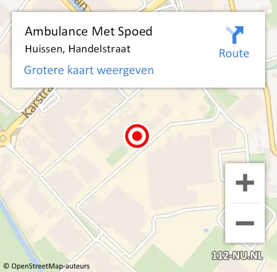 Locatie op kaart van de 112 melding: Ambulance Met Spoed Naar Huissen, Handelstraat op 7 maart 2022 20:13