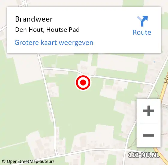 Locatie op kaart van de 112 melding: Brandweer Den Hout, Houtse Pad op 7 maart 2022 20:22