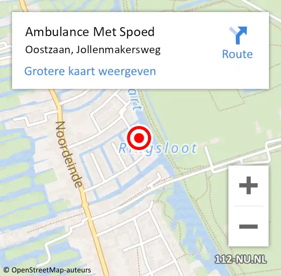 Locatie op kaart van de 112 melding: Ambulance Met Spoed Naar Oostzaan, Jollenmakersweg op 7 maart 2022 20:24