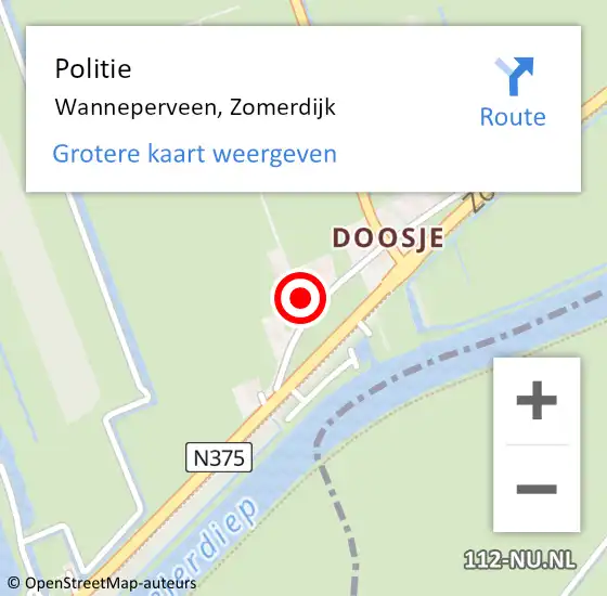 Locatie op kaart van de 112 melding: Politie Wanneperveen, Zomerdijk op 7 maart 2022 20:30