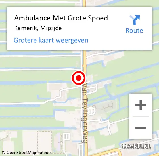 Locatie op kaart van de 112 melding: Ambulance Met Grote Spoed Naar Kamerik, Mijzijde op 7 maart 2022 20:31