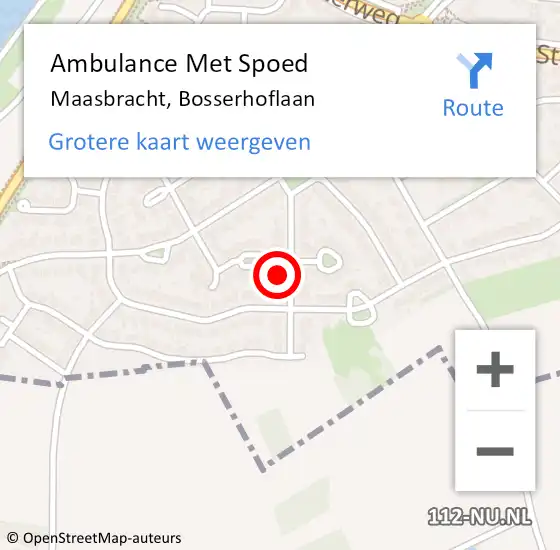 Locatie op kaart van de 112 melding: Ambulance Met Spoed Naar Maasbracht, Bosserhoflaan op 7 maart 2022 20:38