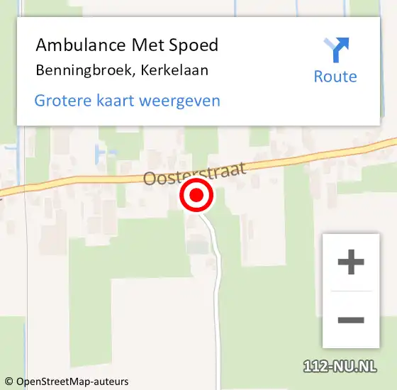 Locatie op kaart van de 112 melding: Ambulance Met Spoed Naar Benningbroek, Kerkelaan op 7 maart 2022 20:53