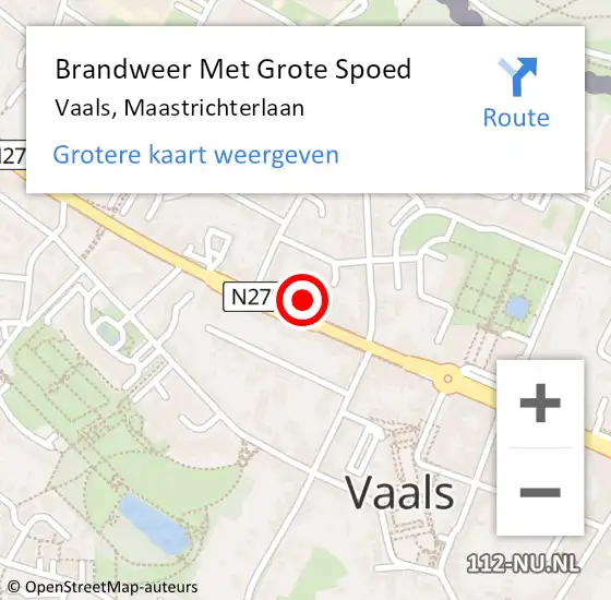 Locatie op kaart van de 112 melding: Brandweer Met Grote Spoed Naar Vaals, Maastrichterlaan op 7 maart 2022 20:59