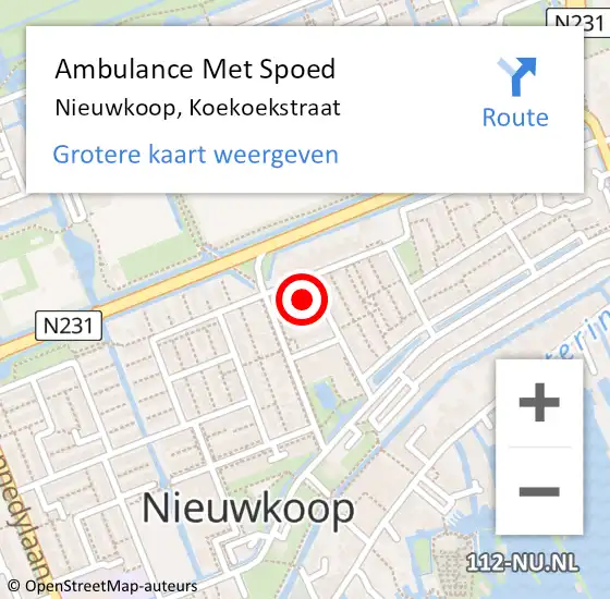 Locatie op kaart van de 112 melding: Ambulance Met Spoed Naar Nieuwkoop, Koekoekstraat op 7 maart 2022 21:02