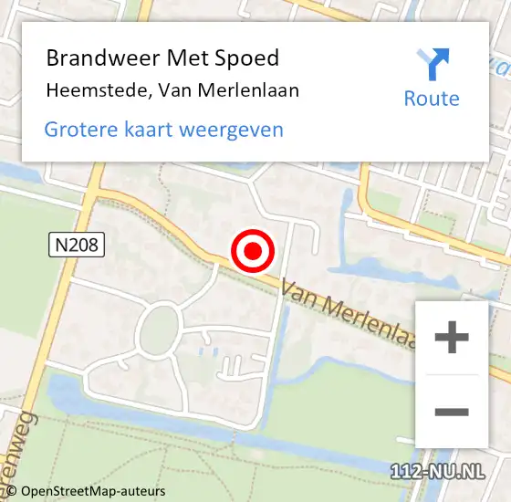 Locatie op kaart van de 112 melding: Brandweer Met Spoed Naar Heemstede, Van Merlenlaan op 7 maart 2022 21:04