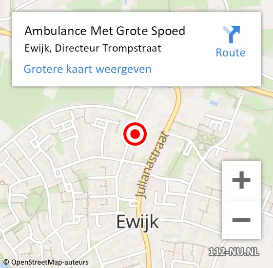 Locatie op kaart van de 112 melding: Ambulance Met Grote Spoed Naar Ewijk, Directeur Trompstraat op 7 maart 2022 21:15