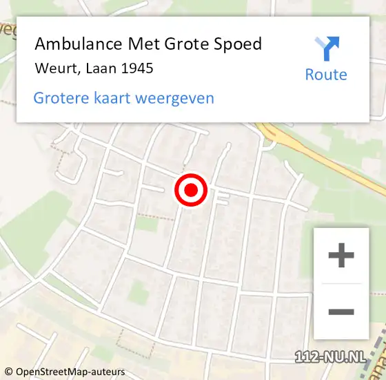 Locatie op kaart van de 112 melding: Ambulance Met Grote Spoed Naar Weurt, Laan 1945 op 7 maart 2022 21:20