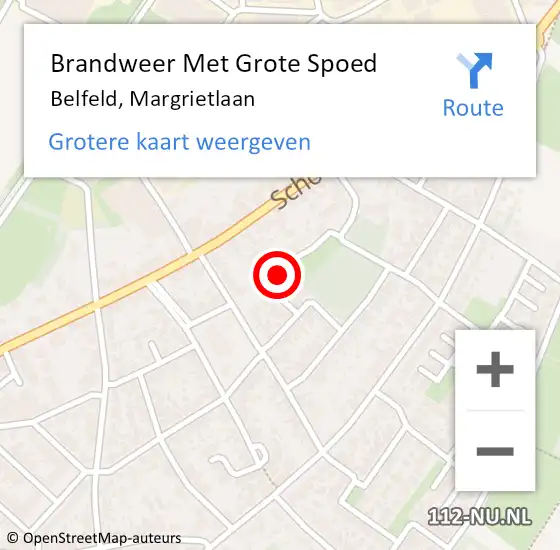 Locatie op kaart van de 112 melding: Brandweer Met Grote Spoed Naar Belfeld, Margrietlaan op 7 maart 2022 21:31