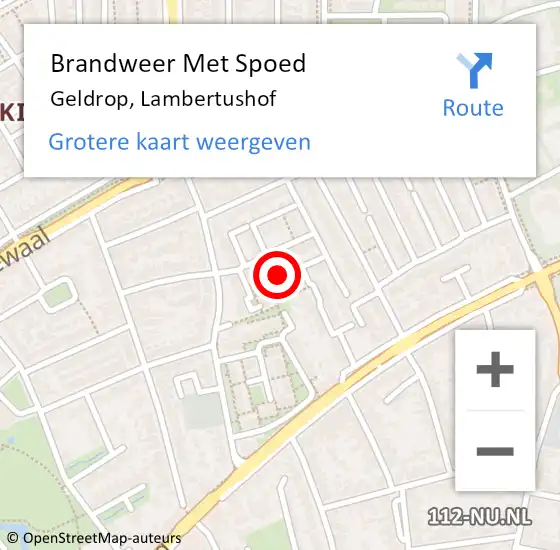 Locatie op kaart van de 112 melding: Brandweer Met Spoed Naar Geldrop, Lambertushof op 7 maart 2022 21:43