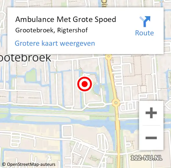 Locatie op kaart van de 112 melding: Ambulance Met Grote Spoed Naar Grootebroek, Rigtershof op 7 maart 2022 21:58