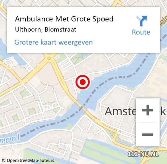 Locatie op kaart van de 112 melding: Ambulance Met Grote Spoed Naar Uithoorn, Blomstraat op 7 maart 2022 22:32