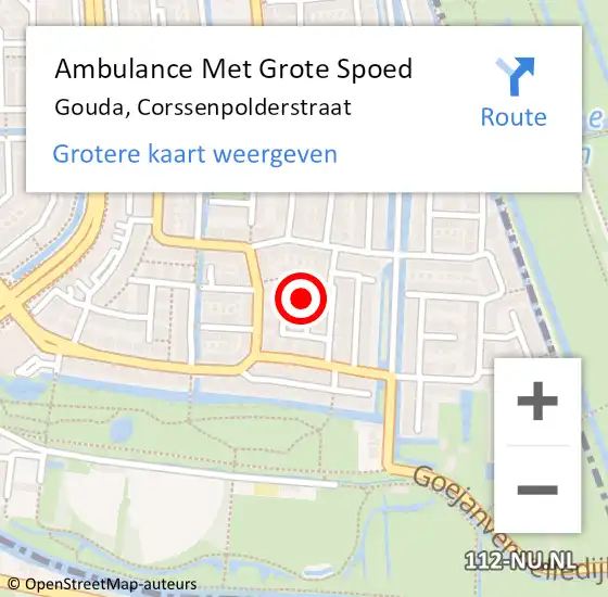 Locatie op kaart van de 112 melding: Ambulance Met Grote Spoed Naar Gouda, Corssenpolderstraat op 7 maart 2022 23:31