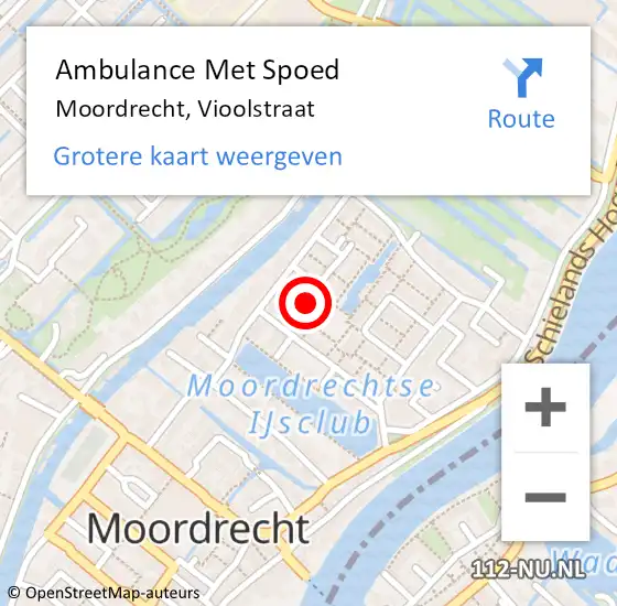 Locatie op kaart van de 112 melding: Ambulance Met Spoed Naar Moordrecht, Vioolstraat op 7 maart 2022 23:57