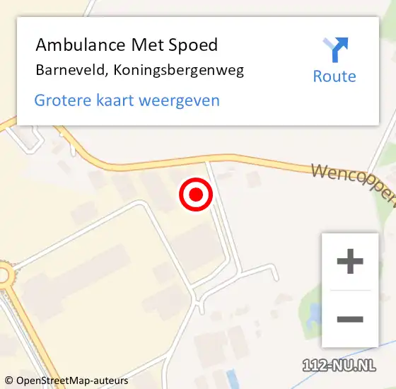 Locatie op kaart van de 112 melding: Ambulance Met Spoed Naar Barneveld, Koningsbergenweg op 8 maart 2022 03:55