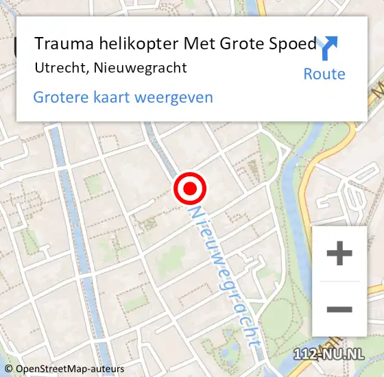 Locatie op kaart van de 112 melding: Trauma helikopter Met Grote Spoed Naar Utrecht, Nieuwegracht op 8 maart 2022 04:14