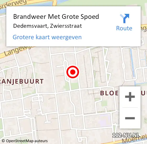 Locatie op kaart van de 112 melding: Brandweer Met Grote Spoed Naar Dedemsvaart, Zwiersstraat op 8 maart 2022 04:55