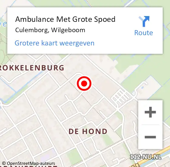 Locatie op kaart van de 112 melding: Ambulance Met Grote Spoed Naar Culemborg, Wilgeboom op 8 maart 2022 06:00