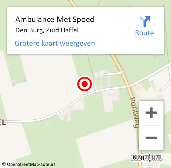 Locatie op kaart van de 112 melding: Ambulance Met Spoed Naar Den Burg, Zuid Haffel op 8 maart 2022 06:07