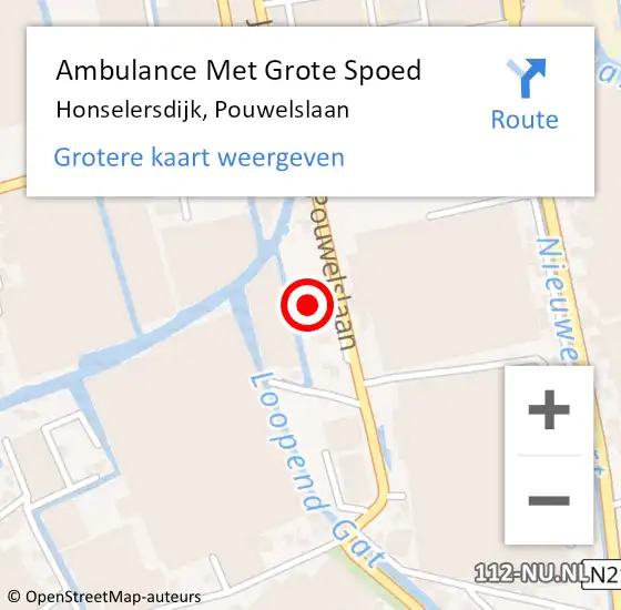 Locatie op kaart van de 112 melding: Ambulance Met Grote Spoed Naar Honselersdijk, Pouwelslaan op 8 maart 2022 06:39