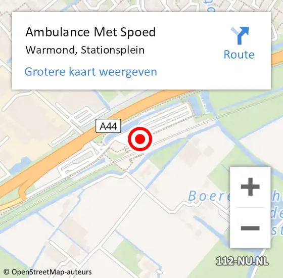 Locatie op kaart van de 112 melding: Ambulance Met Spoed Naar Warmond, Stationsplein op 8 maart 2022 07:11