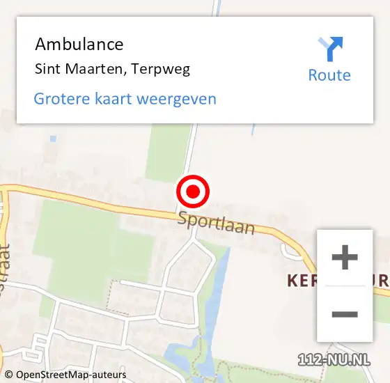 Locatie op kaart van de 112 melding: Ambulance Sint Maarten, Terpweg op 8 maart 2022 08:00