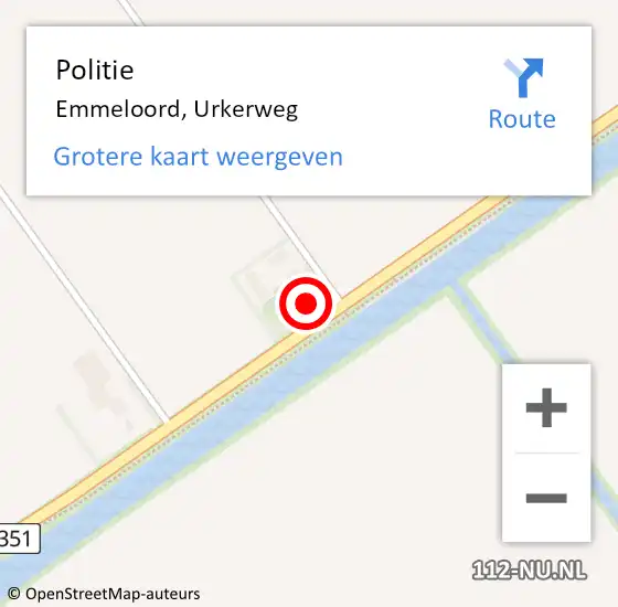 Locatie op kaart van de 112 melding: Politie Emmeloord, Urkerweg op 8 maart 2022 08:16