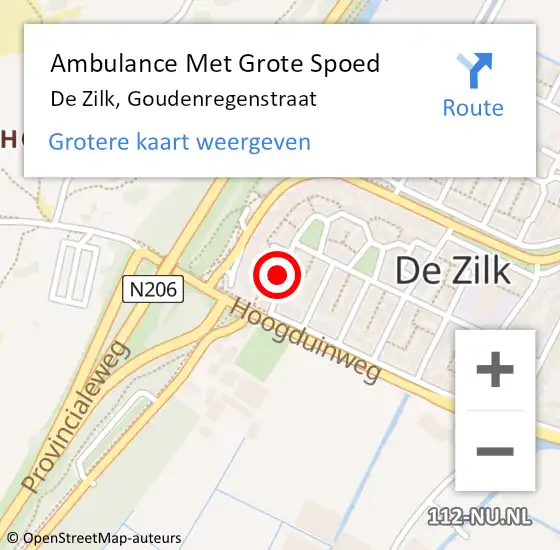 Locatie op kaart van de 112 melding: Ambulance Met Grote Spoed Naar De Zilk, Goudenregenstraat op 8 maart 2022 08:34