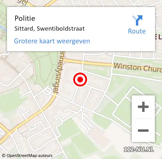 Locatie op kaart van de 112 melding: Politie Sittard, Swentiboldstraat op 8 maart 2022 08:44