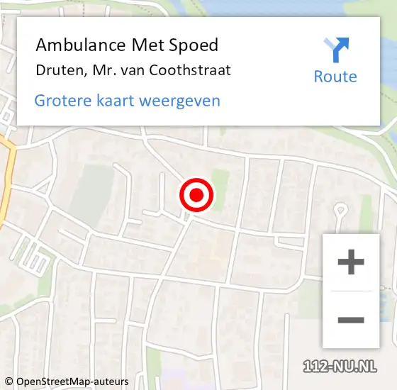 Locatie op kaart van de 112 melding: Ambulance Met Spoed Naar Druten, Mr. van Coothstraat op 8 maart 2022 09:24