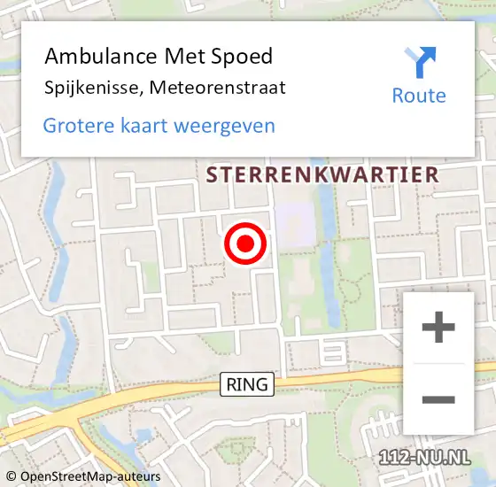 Locatie op kaart van de 112 melding: Ambulance Met Spoed Naar Spijkenisse, Meteorenstraat op 8 maart 2022 09:44