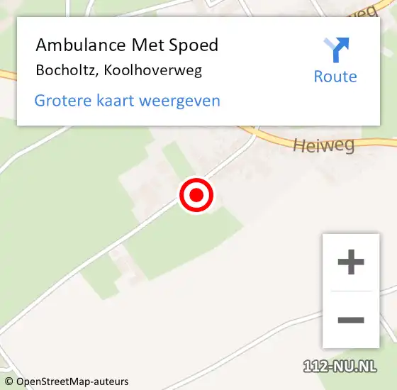 Locatie op kaart van de 112 melding: Ambulance Met Spoed Naar Bocholtz, Koolhoverweg op 10 juli 2014 13:40